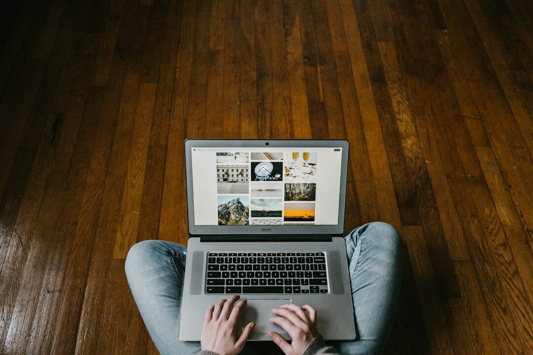 mystery writer at laptop